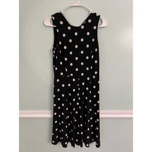 Lauren Ralph Lauren dress 2P  black And White dots Fit And Flare Jersey Stretch